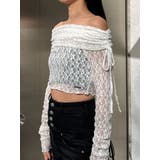 ホワイト | レースオフショルダートップ | EMODA