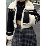 ブラック | ショートフェイクムートンブルゾン | EMODA