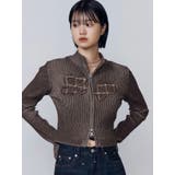 ブラウン | パッチロゴプレーティングニット | EMODA