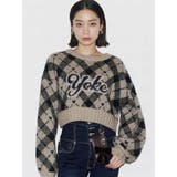 アイボリー | チェックロゴオーバーニット | EMODA