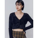 ブラック | シャギーコンパクトリボンツインセット | EMODA