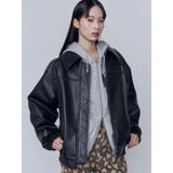 ブラック | フェイクレザーオーバーブルゾン | EMODA