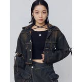 カットスリーブフードデニムブルゾン | EMODA | 詳細画像6 