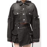 ブラック | カットスリーブフードデニムブルゾン | EMODA