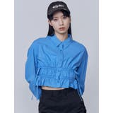 ブルー | サイドリボンストリングシャツ | EMODA