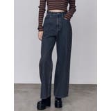 ブルー | ミッドワイドジャストウエストジーンズ | EMODA