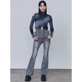 カーブレースアップハイウエストフレアパギンス | EMODA | 詳細画像12 