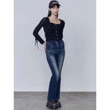 カーブレースアップハイウエストフレアパギンス | EMODA | 詳細画像9 