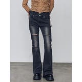 ブラック | カーブレースアップハイウエストフレアパギンス | EMODA