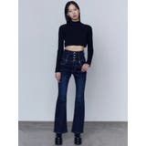 バックリボンフレアハイウエストパギンス | EMODA | 詳細画像12 