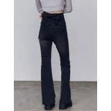 ブラック | バックリボンフレアハイウエストパギンス | EMODA