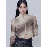 ベージュ | カットウォッシュドプレーティングジップニット | EMODA