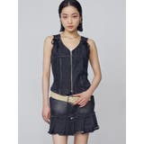 プリーツヘムレイヤードデニムワンピース | EMODA | 詳細画像1 