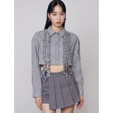 グレー | テープフリルワイドショートシャツ | EMODA