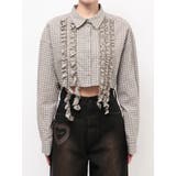 ベージュ | テープフリルワイドショートシャツ | EMODA