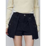 ブラック | レイヤードボックススカートパンツ | EMODA