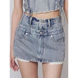 アイスブルー | ベルトレイヤードボクシースカート | EMODA