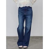 インディゴ | ミニマルジャストウエストフレアデニム | EMODA