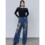 バルキーワイドハイウエストクラッシュジーンズ | EMODA | 詳細画像14 