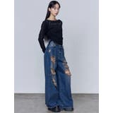 バルキーワイドハイウエストクラッシュジーンズ | EMODA | 詳細画像15 