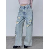 バルキーワイドハイウエストクラッシュジーンズ | EMODA | 詳細画像18 