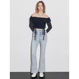 ドットラインハイウエストフレアパギンス | EMODA | 詳細画像3 