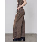 ブラウン | ヘムレースアップルーズデニム | EMODA