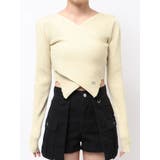 アイボリー | ワイドクロスクロップドニット | EMODA