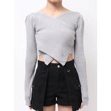 グレー | ワイドクロスクロップドニット | EMODA