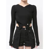 ブラック | ワイドクロスクロップドニット | EMODA