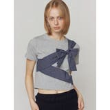 グレー | リボンテープTシャツ | EMODA