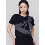 ブラック | リボンテープTシャツ | EMODA