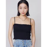 ブラック | シャーリングクロップキャミソール | EMODA