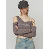 チャコールグレー | レイヤードロゴロングスリーブTシャツ | EMODA