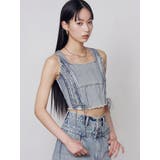 アイスブルー | サイドレースアップデニムビスチェ | EMODA