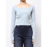 ブルー | ロゴパッチクロップドロンT | EMODA