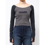 ネイビー | ロゴパッチクロップドロンT | EMODA