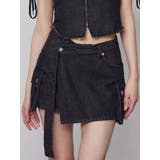 ブラウン | ロングベルトボックスデニムスカート | EMODA