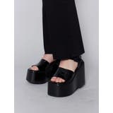 ブラック | ウエッジプラットフォームサンダル | EMODA