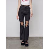 ブラウン | クラッシュフレアデニム | EMODA