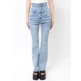 アイスブルー | レースサイドオープンフレアパギンス | EMODA