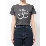 チャコールグレー | チェリープリントTシャツ【WEB限定カラーあり】 | EMODA