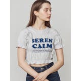 グレー | ロゴギャザーTシャツ | EMODA