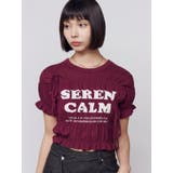 レッド | ロゴギャザーTシャツ | EMODA