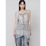 ベージュ | シアーラッフルキャミロングトップ | EMODA