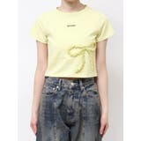 グリーン | フリルパッチミニマルTシャツ | EMODA