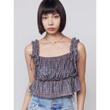 ブラウン | シアーベロアリボンフリルタンクトップ | EMODA
