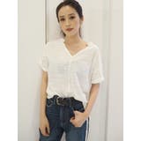 オフホワイト | VネックデザインスラブTシャツ | GYDA