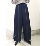 ブラック | フェイクレザーラインワイドパンツ | GYDA