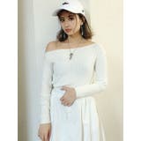 オフホワイト | アシンメトリーネックリブニット TOPS | GYDA